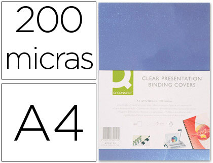 CJ100 tapas de encuadernación Q-Connect PVC Din A-incoloro 200 micras